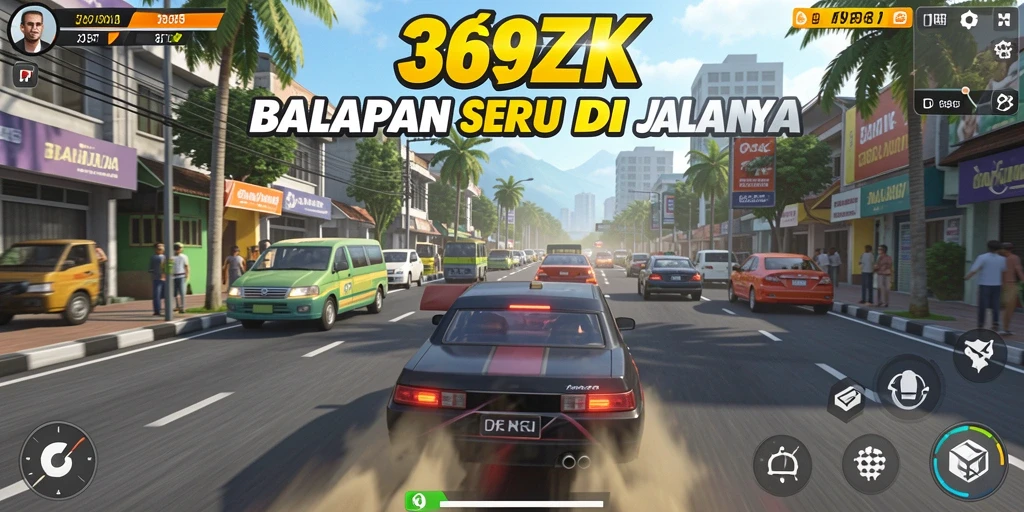 Tangkapan layar gameplay 369ZK menampilkan aksi balapan yang mendebarkan.
