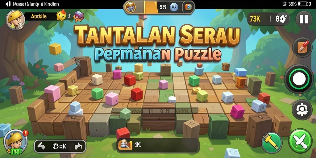 Tampilan gameplay menantang di <strong>73K</strong> saat memecahkan teka-teki.