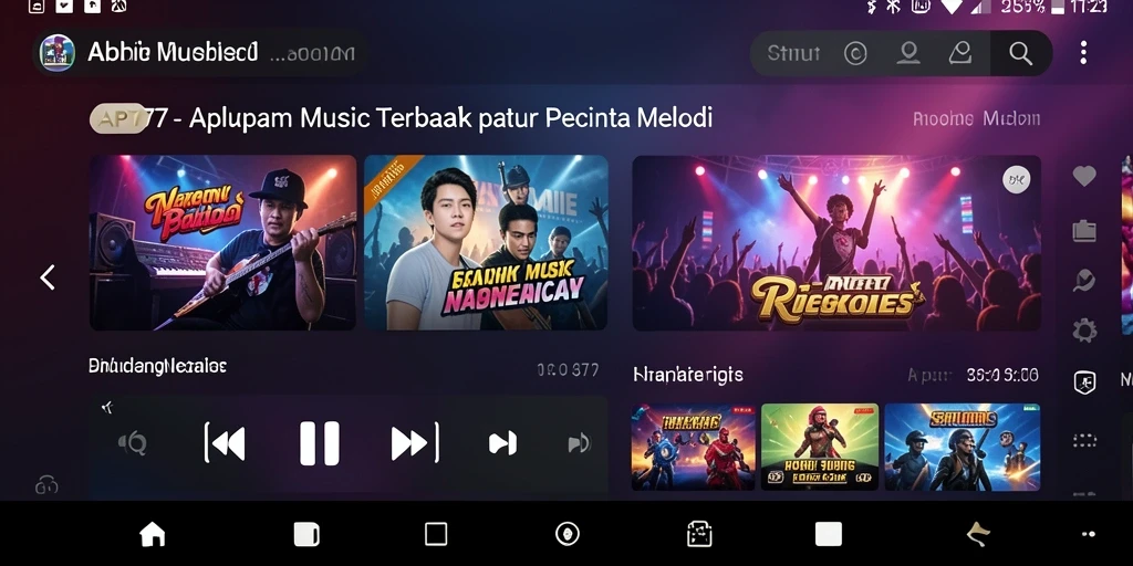 Tampilan antarmuka aplikasi API77 dengan fitur musik yang menarik.