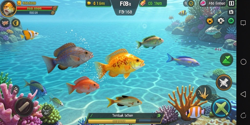 Screenshot gameplay FB168 menampilkan aksi menembak ikan yang seru.