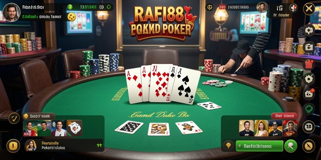 Tangkapan layar gameplay RAFI88 dengan aksi menarik poker.